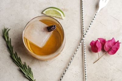 Close up of a relaxing cinnamon and lemon tea at El Blok Hotel 