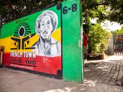 Wall art near entrance of Trench Town near Jamaica Pegasus Hotel