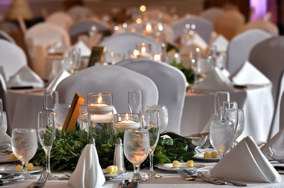 Wedding reception table decor at The Plaza Resort & Spa