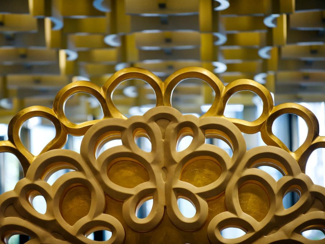 Patterned gold decorations at Crown Metropol Melbourne