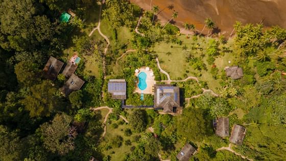 Aerial view of hotel & beach at Playa Cativo Lodge