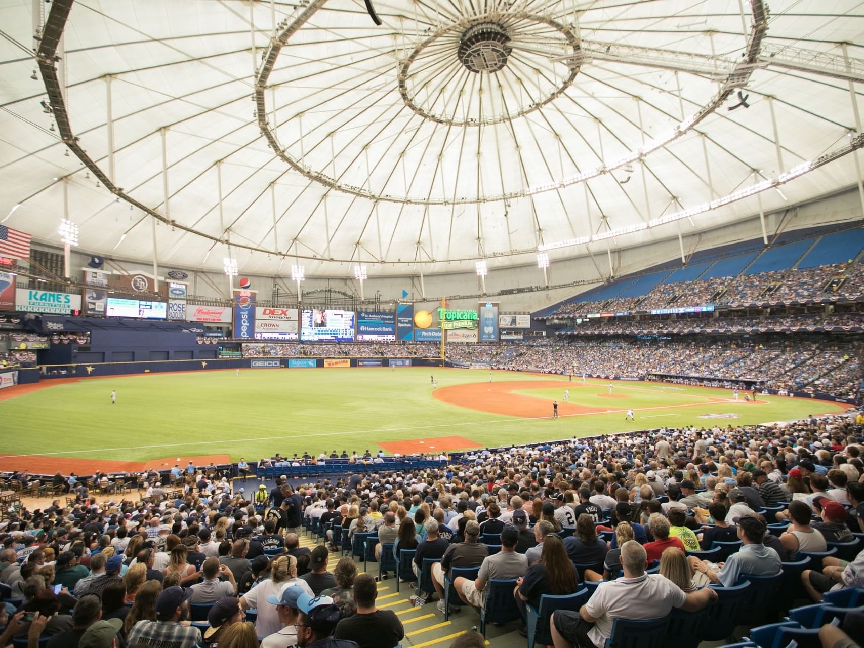 Tropicana Field filled with the crowd near The Exchange Hotel