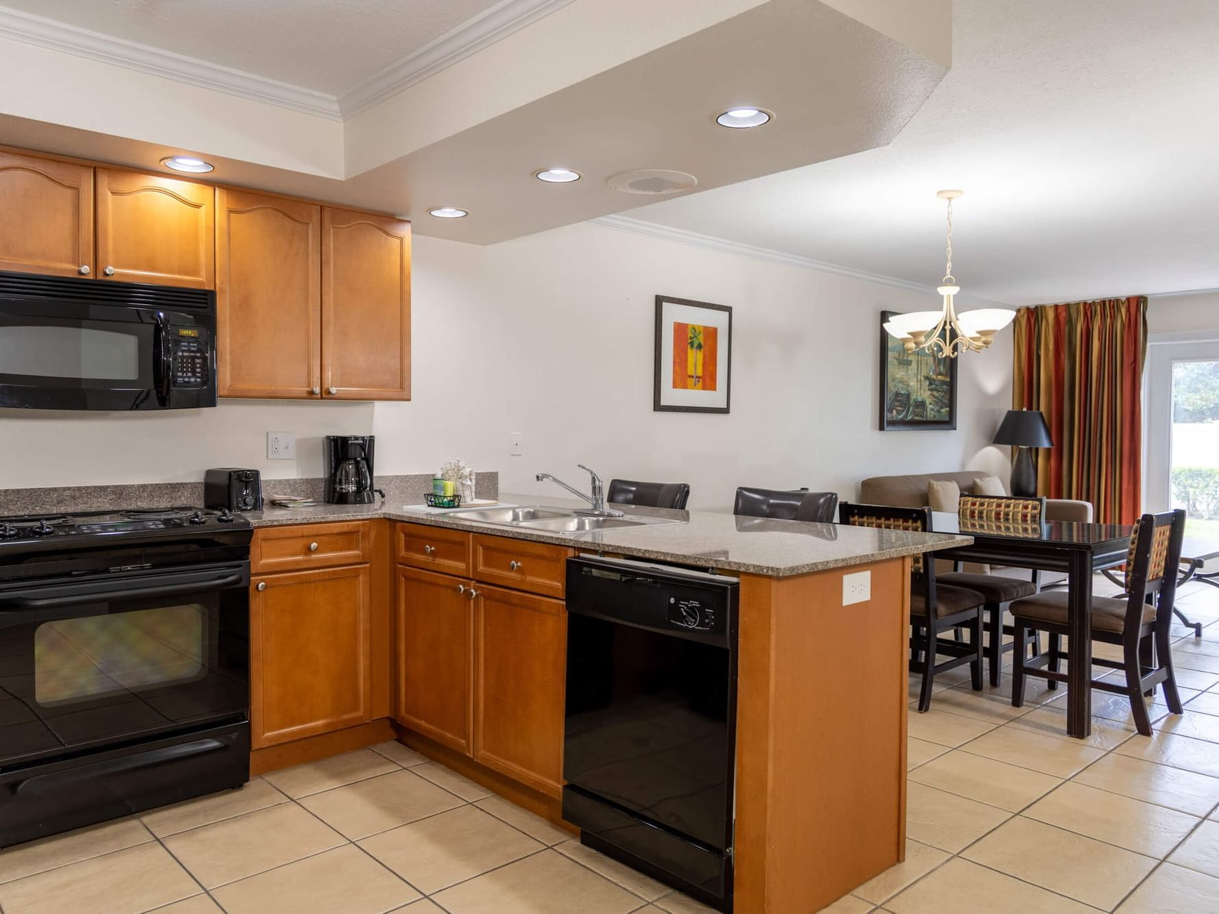 Kitchen area in One Bedroom Suite at Legacy Vacation Resorts