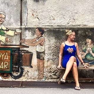 A Penang mural of a soya milk stall in the old days
