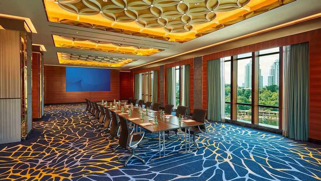 Spacious meeting room with boardroom set-up at Sunway Resort