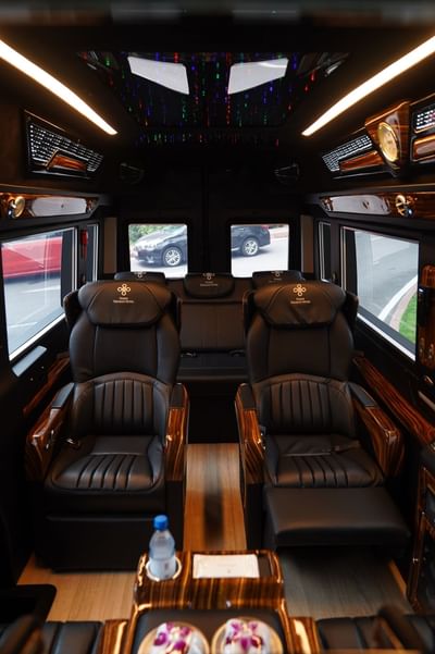 Luxury van interior with leather seats at Hanoi Daewoo Hotel
