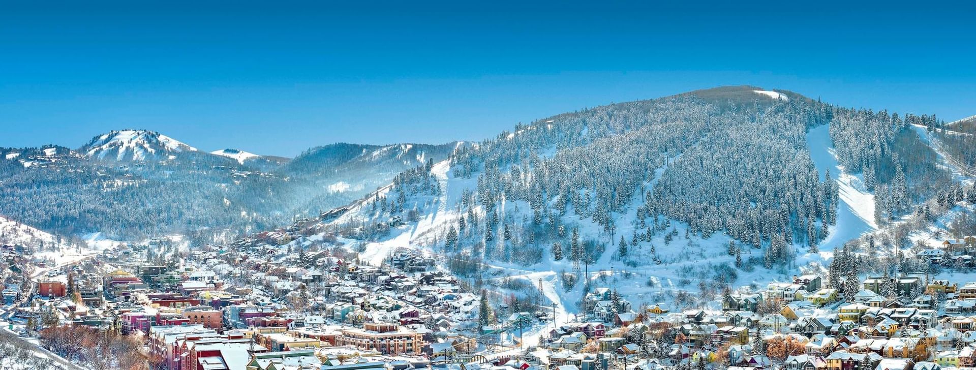 View of the Park City old town in Winter from Stein Lodge