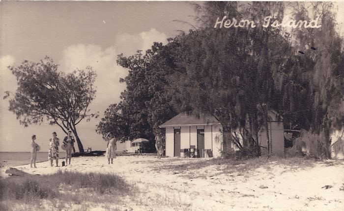Old picture of a cabin at Heron Island Resort