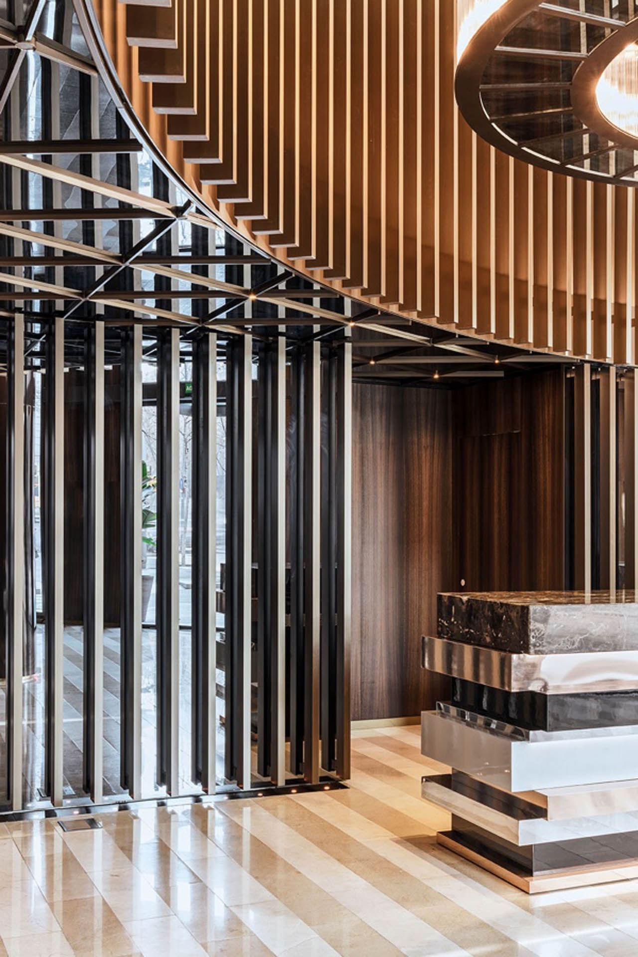 Lobby reception desk at Almanac Barcelona