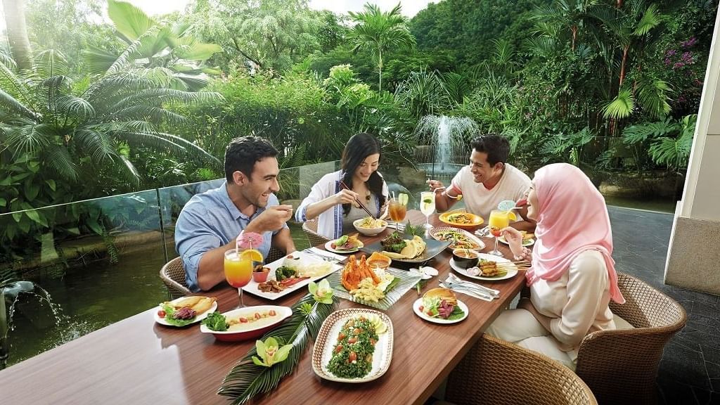 Outdoor dining with a group of friends