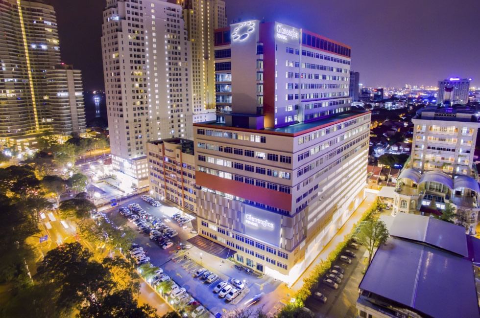 Nightview of Gleneagles Hospital in Penang