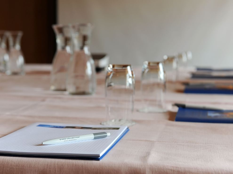 Closeup of the table in Lauberhorn Room at The Originals Hotels