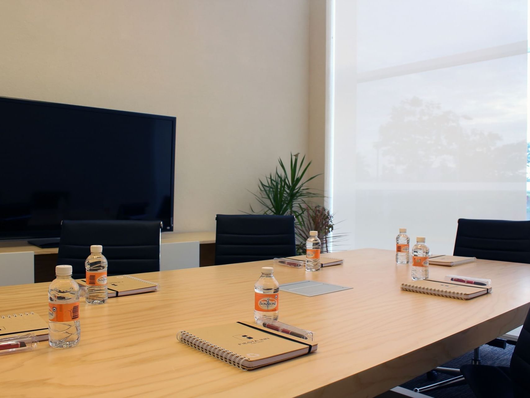 Conference table & Tv in a Business Center at Fiesta Inn Hotels