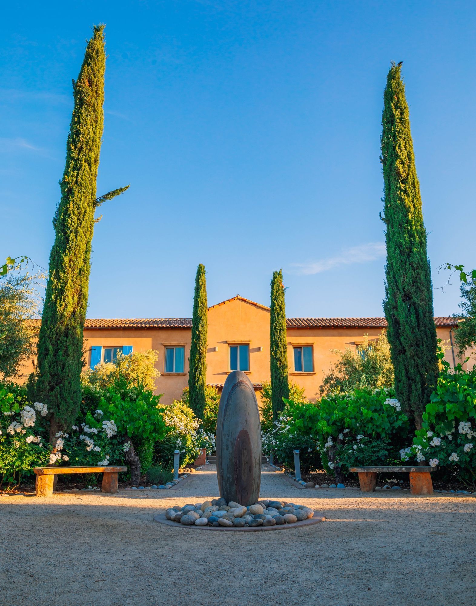 Cylindrical sculpture in the garden