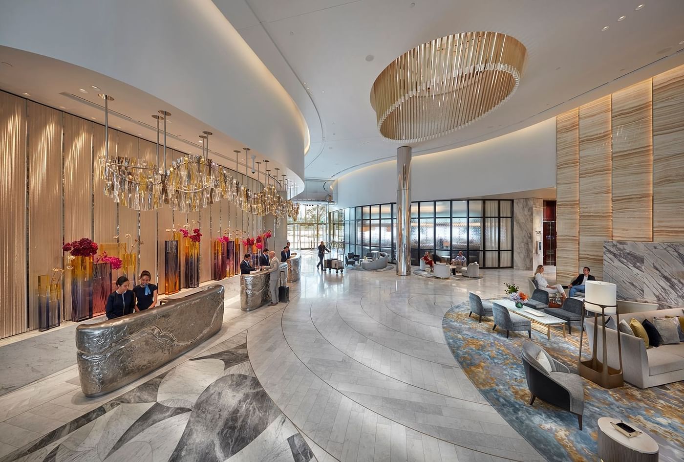 Luxury lobby lounge area & reception at Crown Hotels