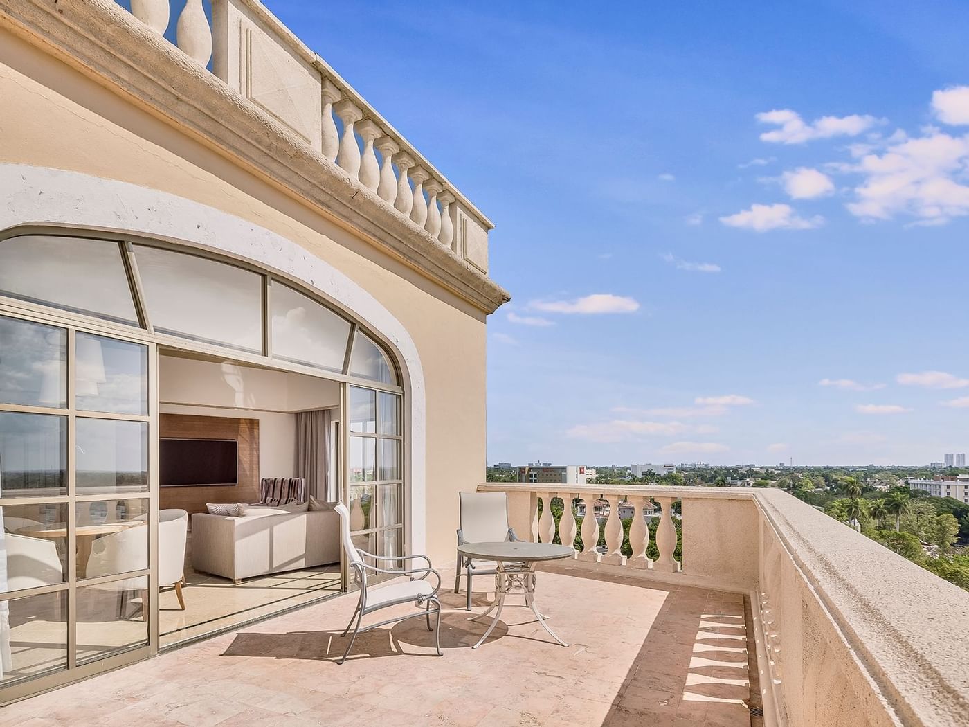 Balcony lounge area in Governor Suite at FA Hotels & Resorts