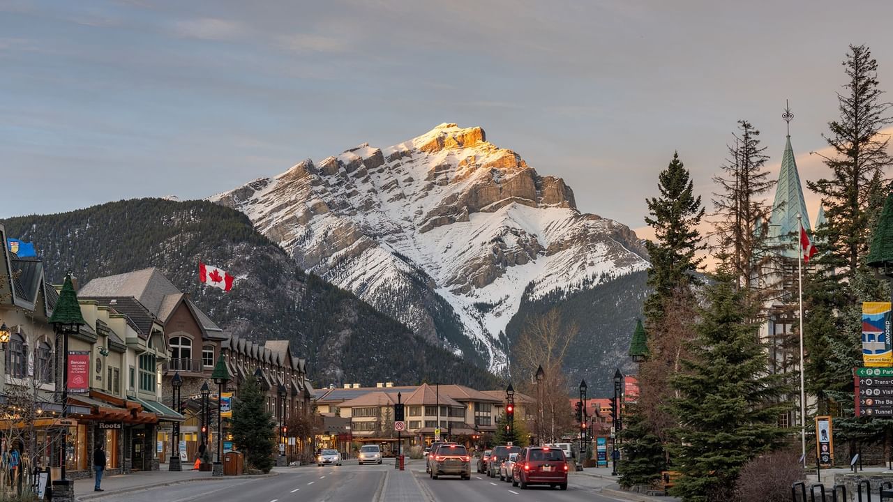 Banff main street in the winter