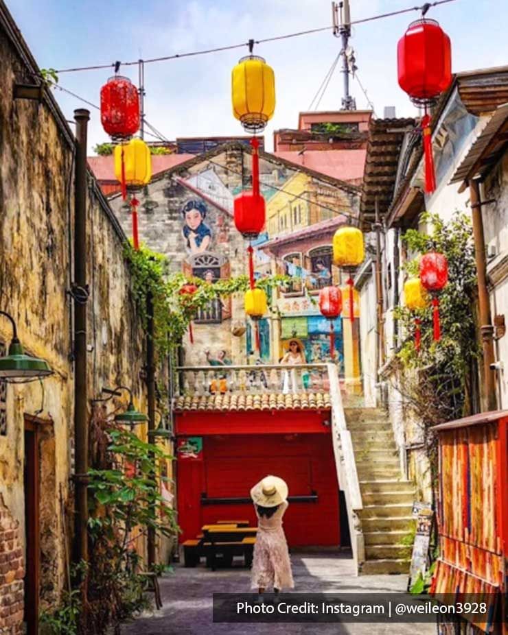 Lanterns hung in Kwai Chai Hong street full of tourist attractions near Imperial Lexis Kuala Lumpur