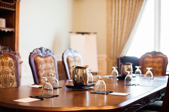 Conference table arrangement in Drawing room at Pendray Inn & Tea House