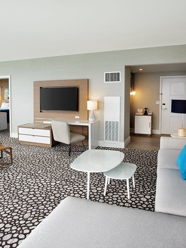 Dedicated lounge and dining spaces in the 2-bedroom family suite