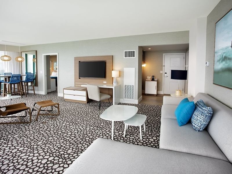Dedicated lounge and dining spaces in the 2-bedroom family suite