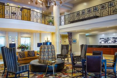 Luxury lobby lounge area by the front desk at Paramount Hotel Portland