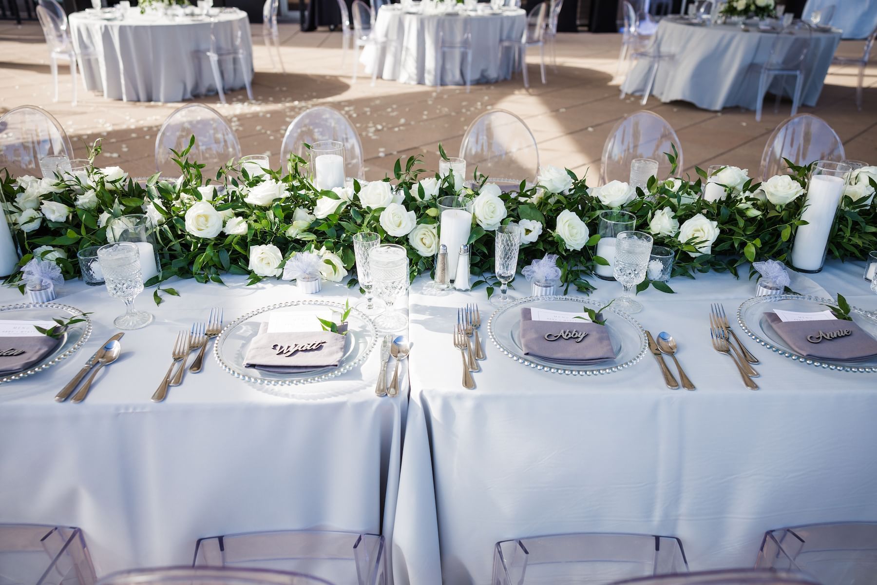 Dining table of the bridal crew at The Grove Hotel