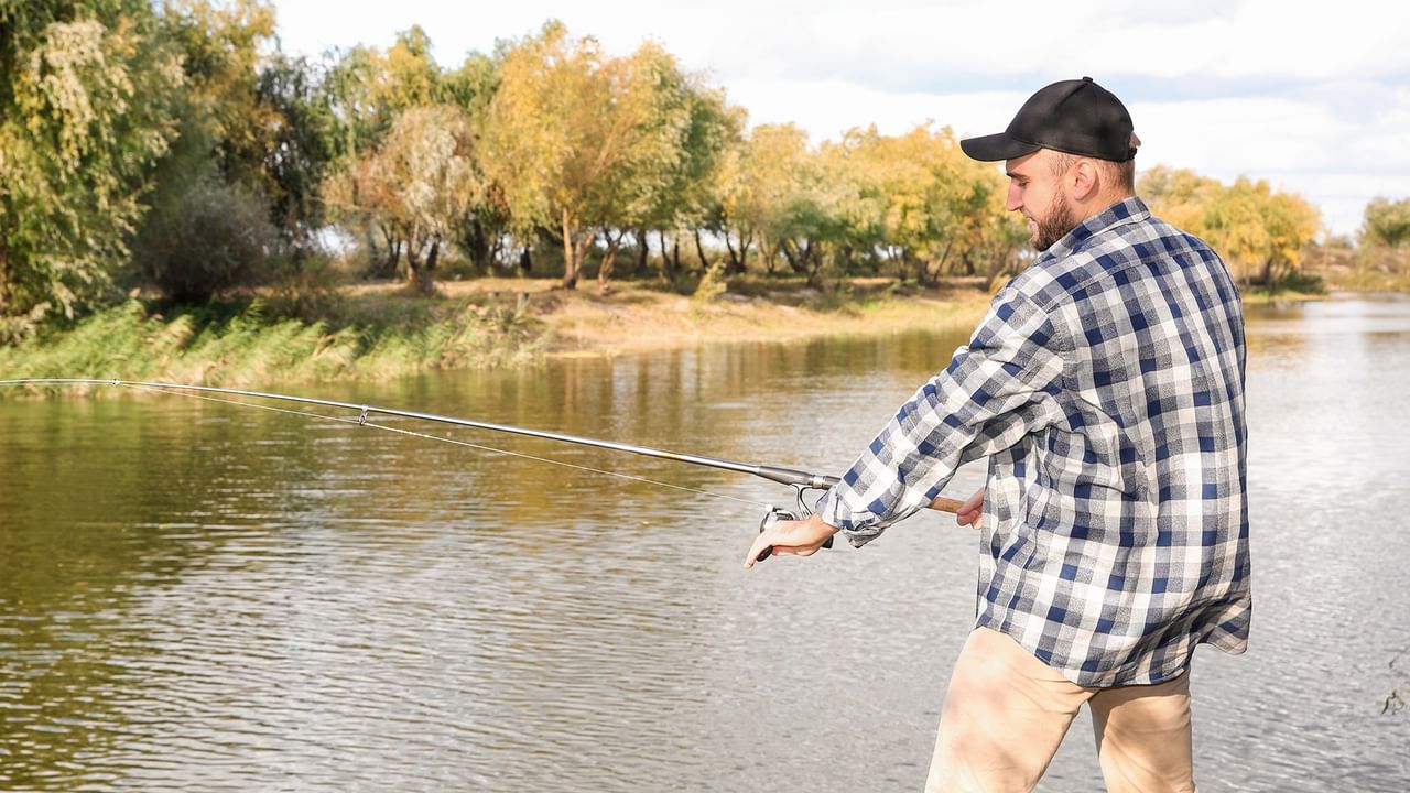Man fishing with a rod.