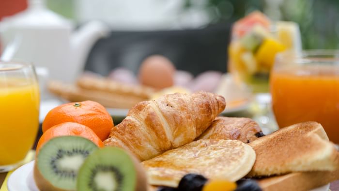 Closeup of a breakfast meal served at Actuel Hotel
