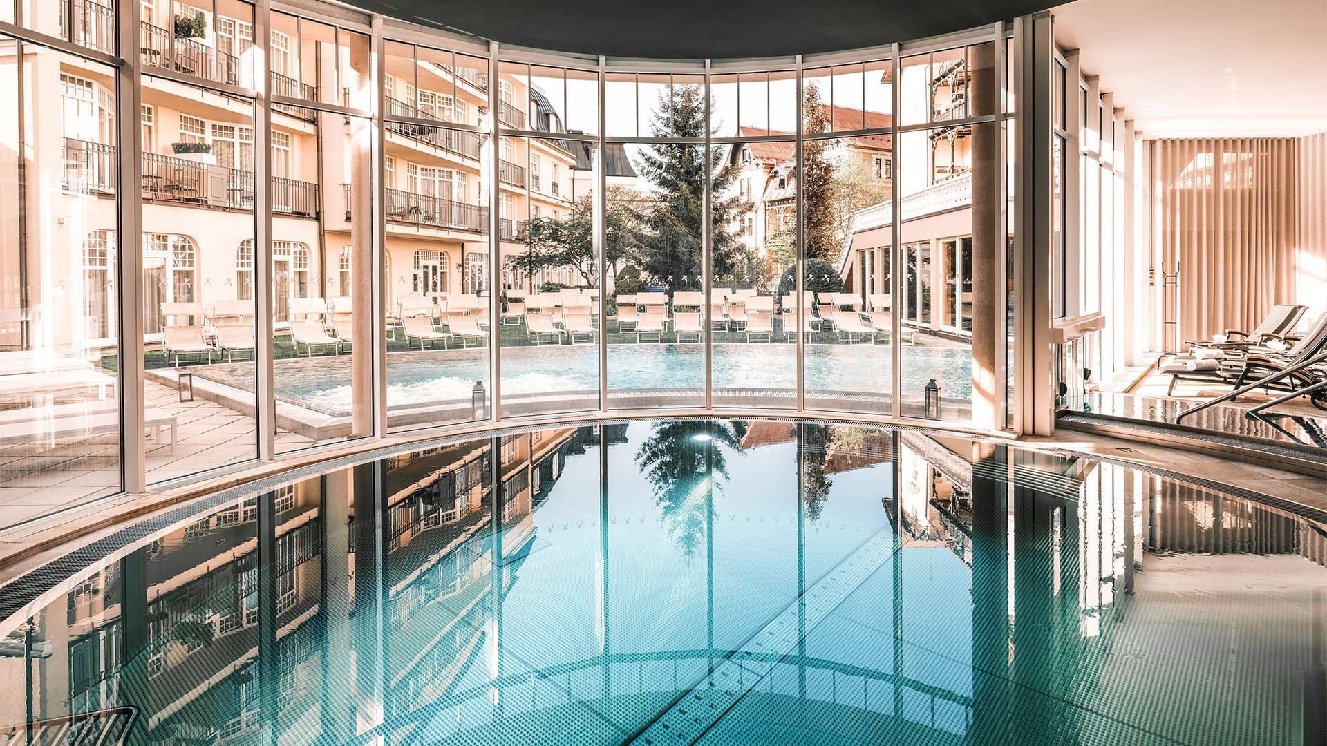 The indoor pool area at Falkensteiner Hotels