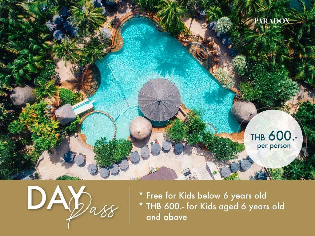 Day Pass Offer THB 600 per adults and free for kids below 6 years old accompany by paying adult. 