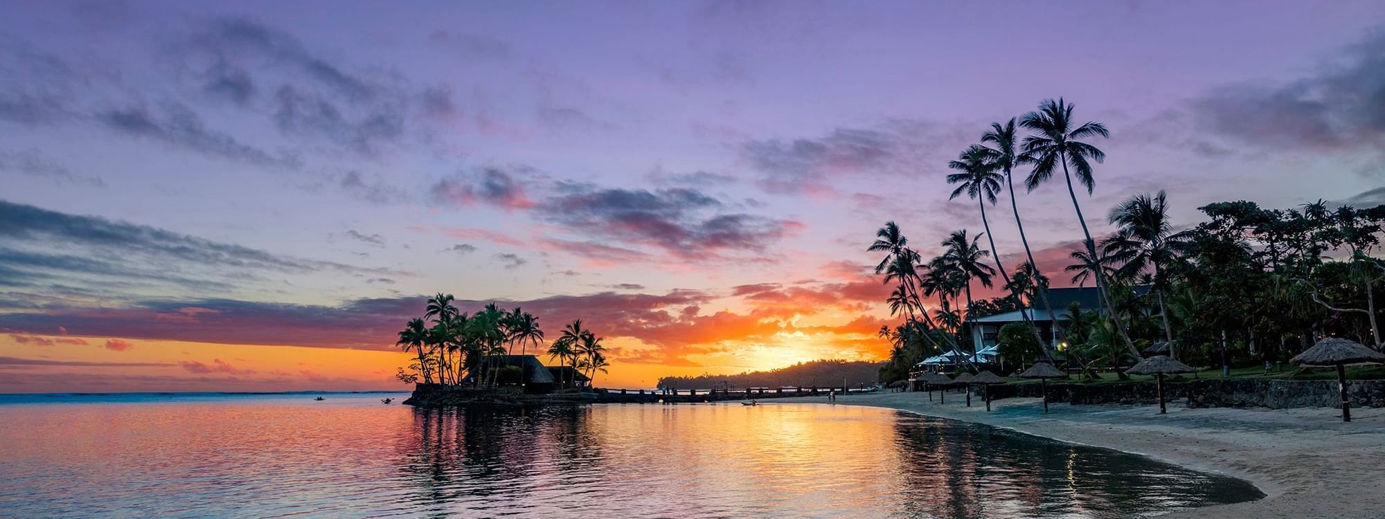 Landscape view of the beach & sunset at The Naviti Resort - Fiji