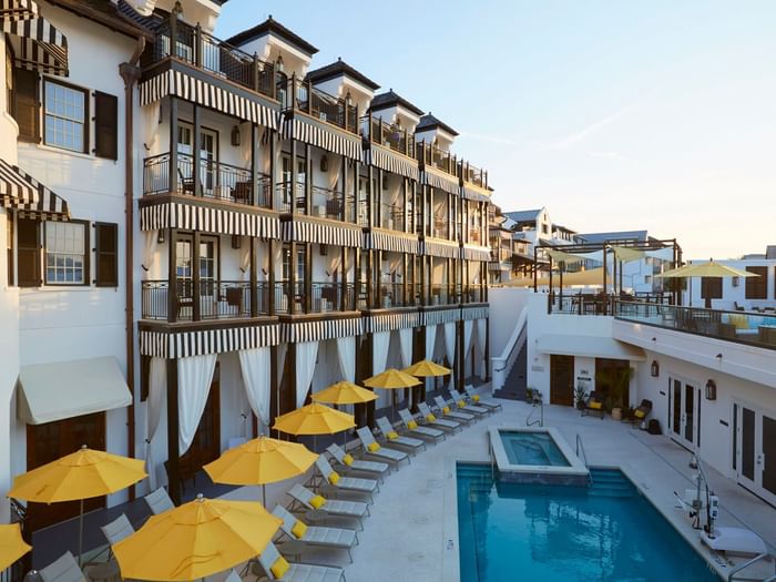 Outdoor pool view at The Pearl Hotel, Rosemary Beach, FL