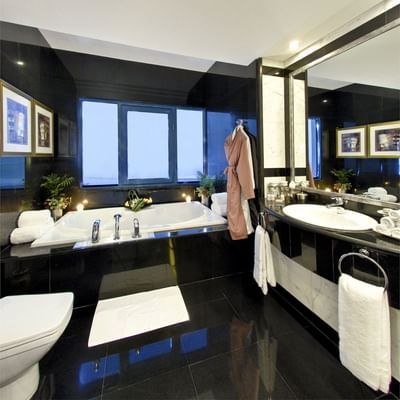 Bathroom vanity area in a Suite at Hotel Ajman