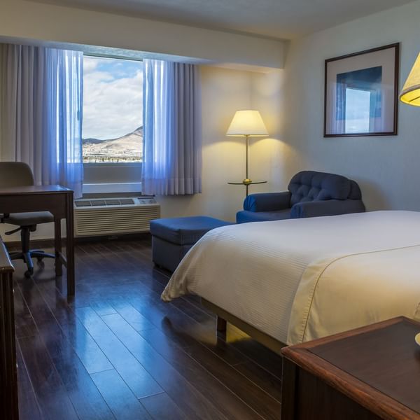 Interior of Superior Room with king bed at Fiesta Inn