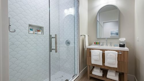 Walk-in Shower in 2-Bedroom Family Suite at WaterColor Inn