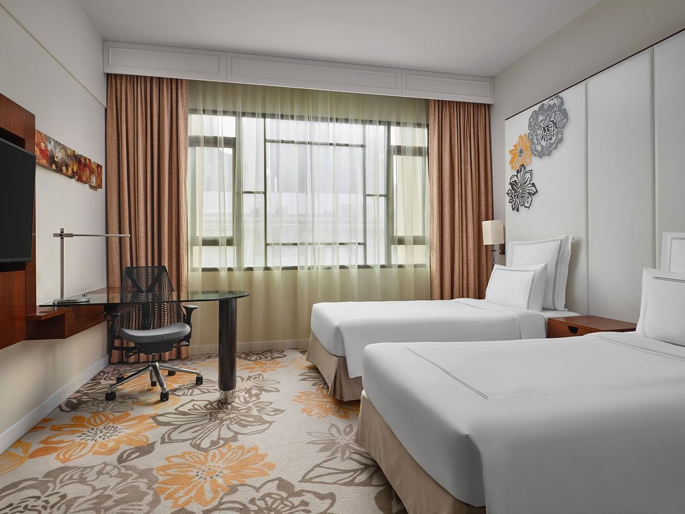 Luxe Twin with cozy beds and working area at Paradox Singapore