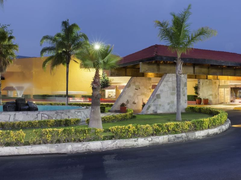 Fountain in the garden of Gemma Pachuca at Gamma Hotels