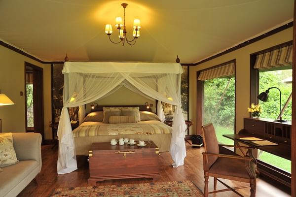 Kings bed in Deluxe double tents at Hotel Lake Elmenteita 