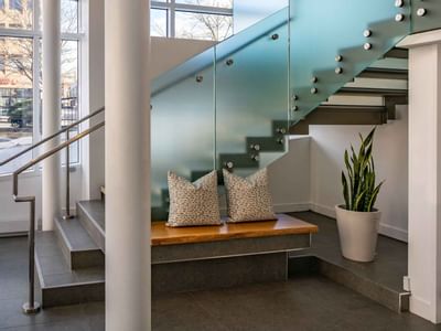stairs in hotel lobby