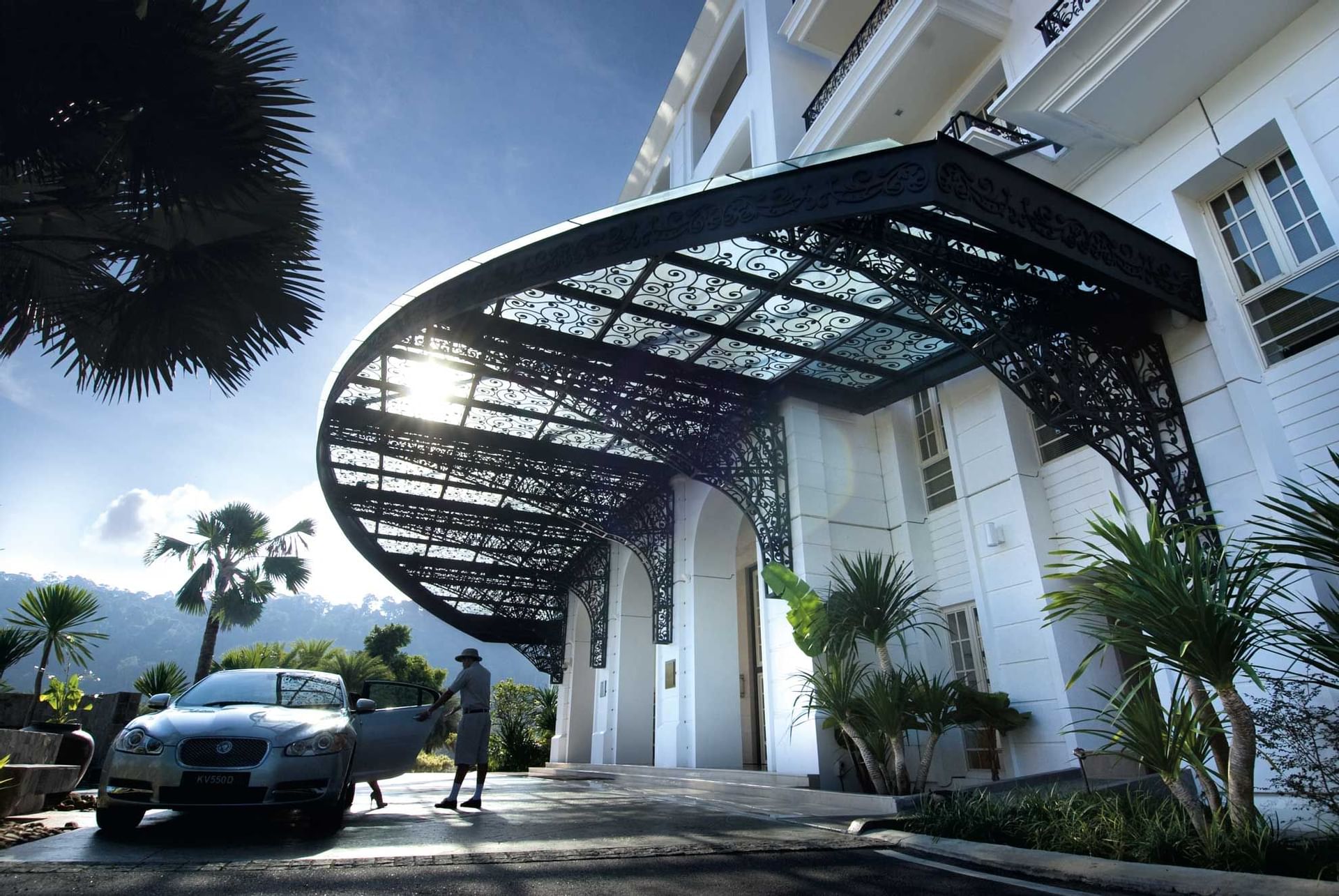 Wide view of the massive entrance at The Danna Langkawi