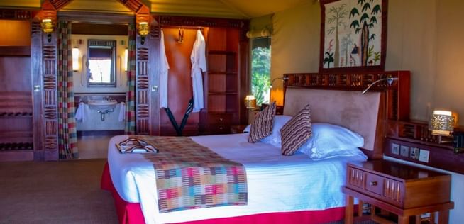 Interior of the Morani wing tent at Sweetwaters Serena Camp