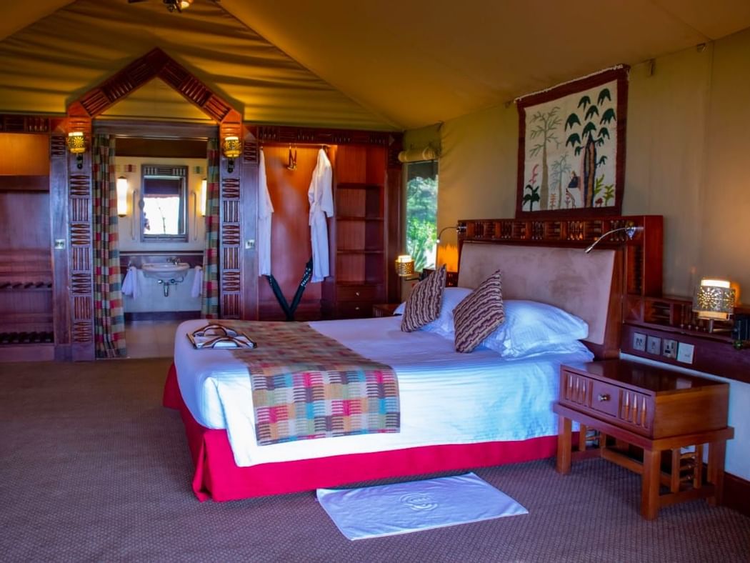 Interior of the Morani wing tent at Sweetwaters Serena Camp