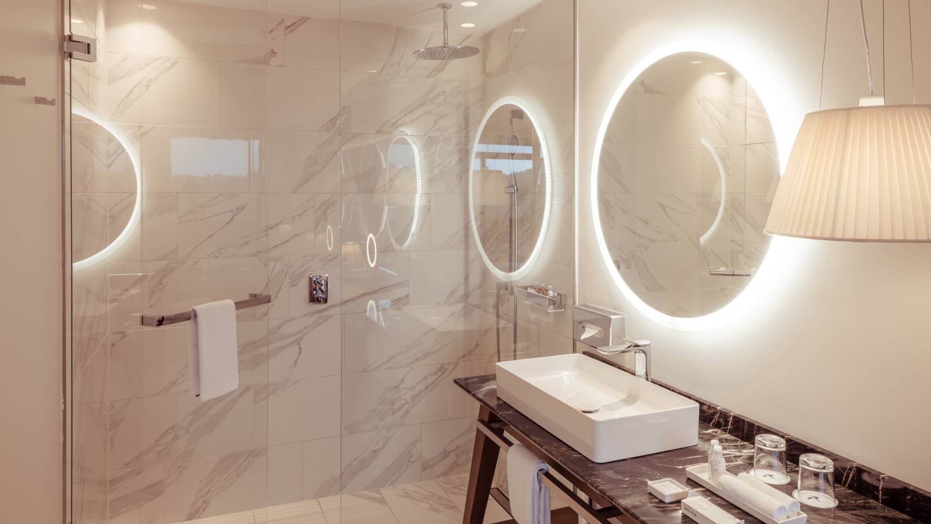 Bathroom shower & vanity, Superior Room at Falkensteiner Hotels