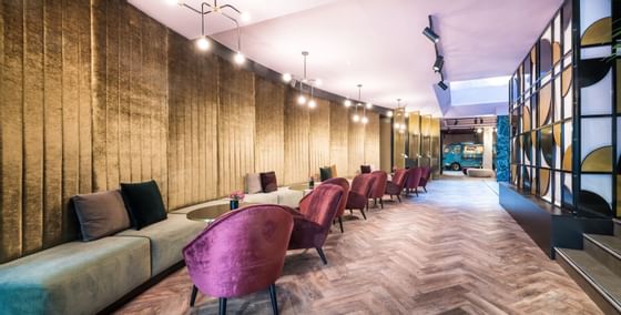 Interior & decor of lobby lounge area at Hotel Hubert Brussels