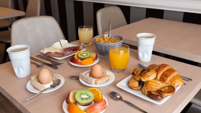 Closeup of a breakfast meal served at Hotel La Chaussairie