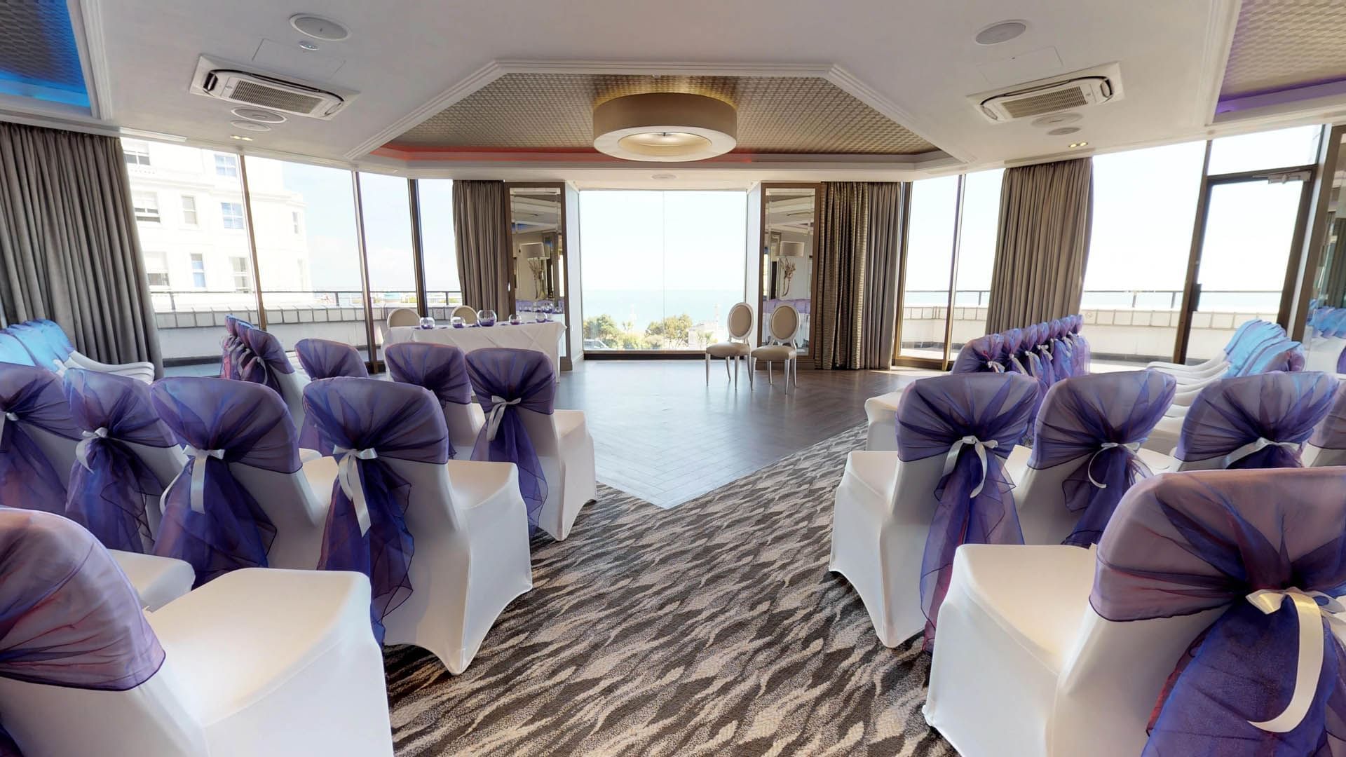 Indoor wedding ceremony arranged at The View Eastbourne