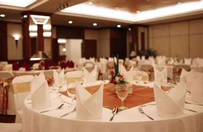 Table set-up in the conference room at Amora Hotel Chiang Mai
