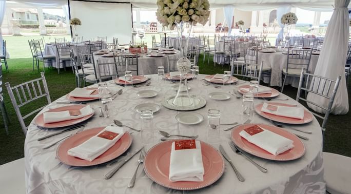 An Outdoor wedding Table setup at Lake Victoria Serena Resort