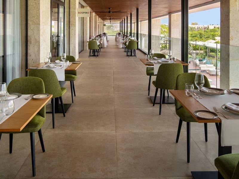Dining area on Sospiro terrace at Live Aqua Resorts